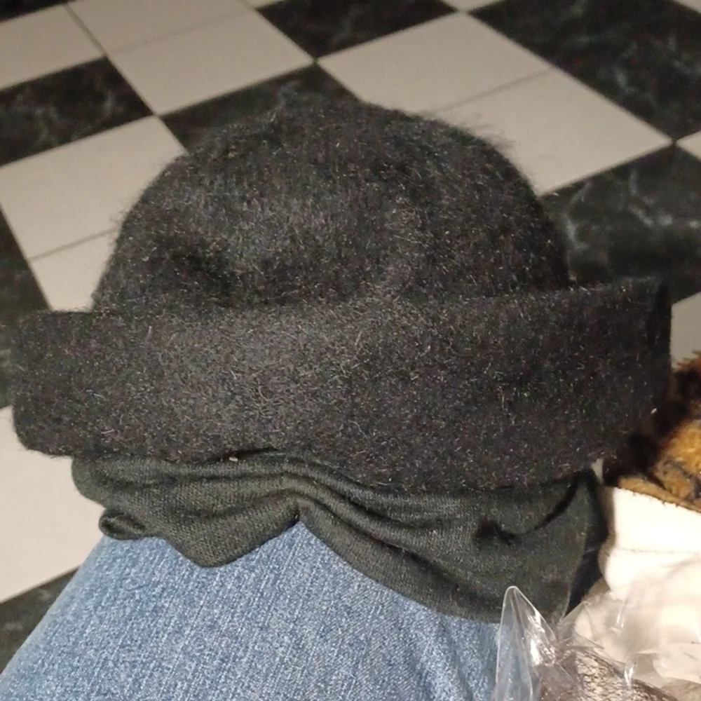 Henry Pollack Melosoie Black Wool Dress Hat Vintage, cloth stretch ear cover